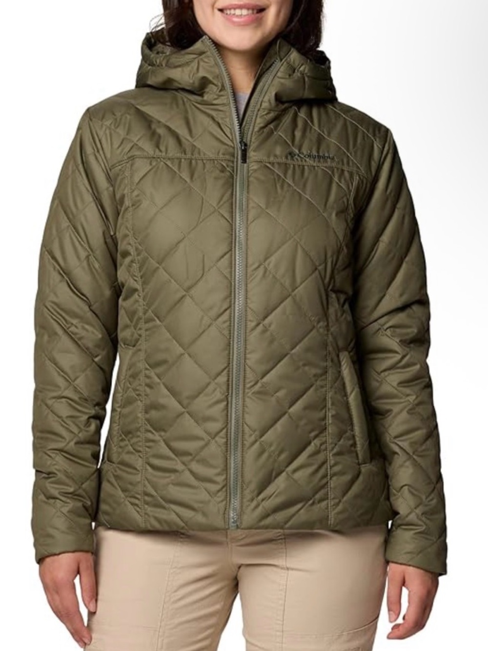 Columbia Quilted Hooded Women's Jacket in Olive Green